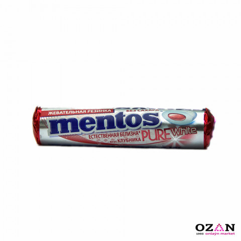 Mentos Pure White - Sakgyç klubnika tagamly, 15.5 gr