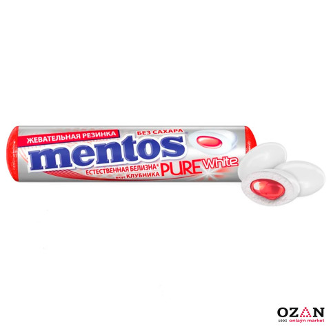 Mentos Pure White  - Жевательная резинка со вкусом клубника 15.5 гр