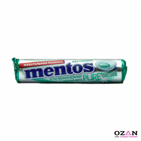 Mentos Pure White - Жевательная резинка  нежная мята 15,5 гр