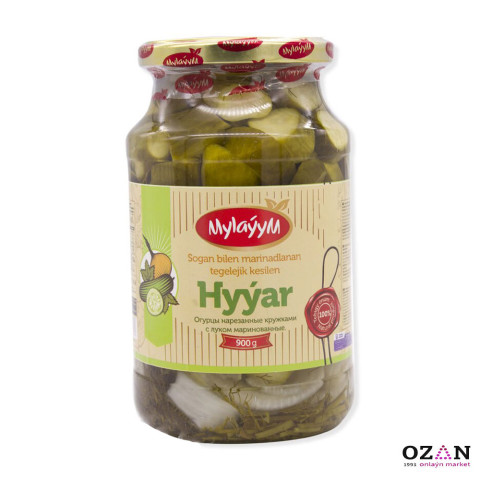 "Mylaýym" Sogan bilen marinadlanan tegelejik kesilen hyýar, 900 gr